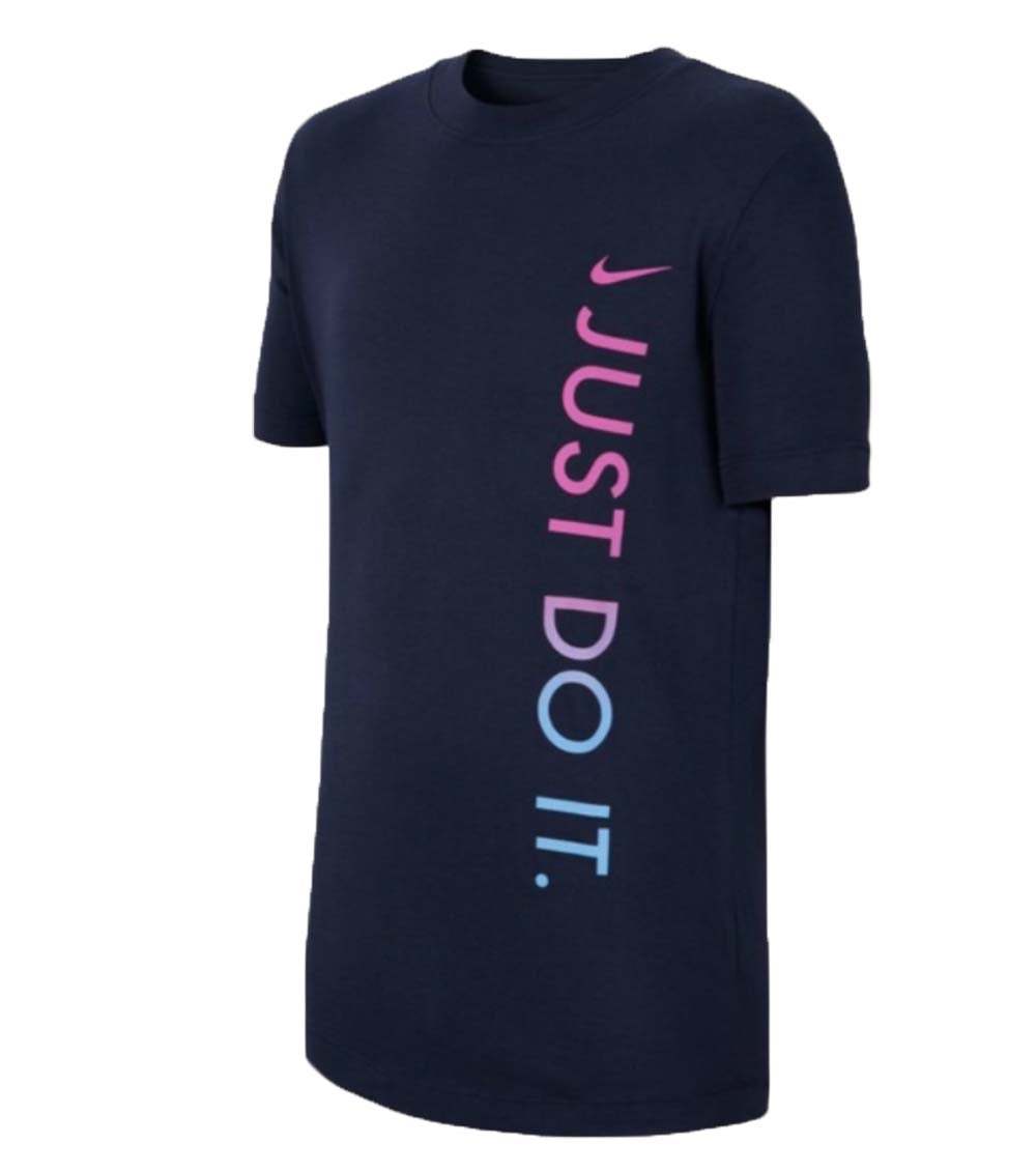 T-SHIRT RAGAZZI NIKE CU4571 COTONE NERO BIANCO BLU