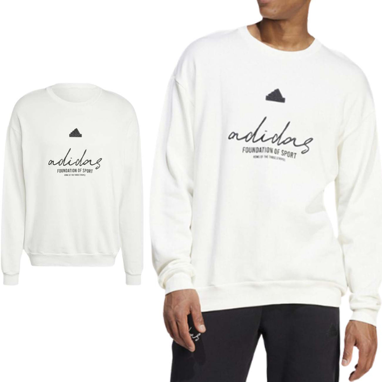 ADIDAS IW3546 BRAND LOVE WHITE BRUSHED COTTON SWEATSHIRT