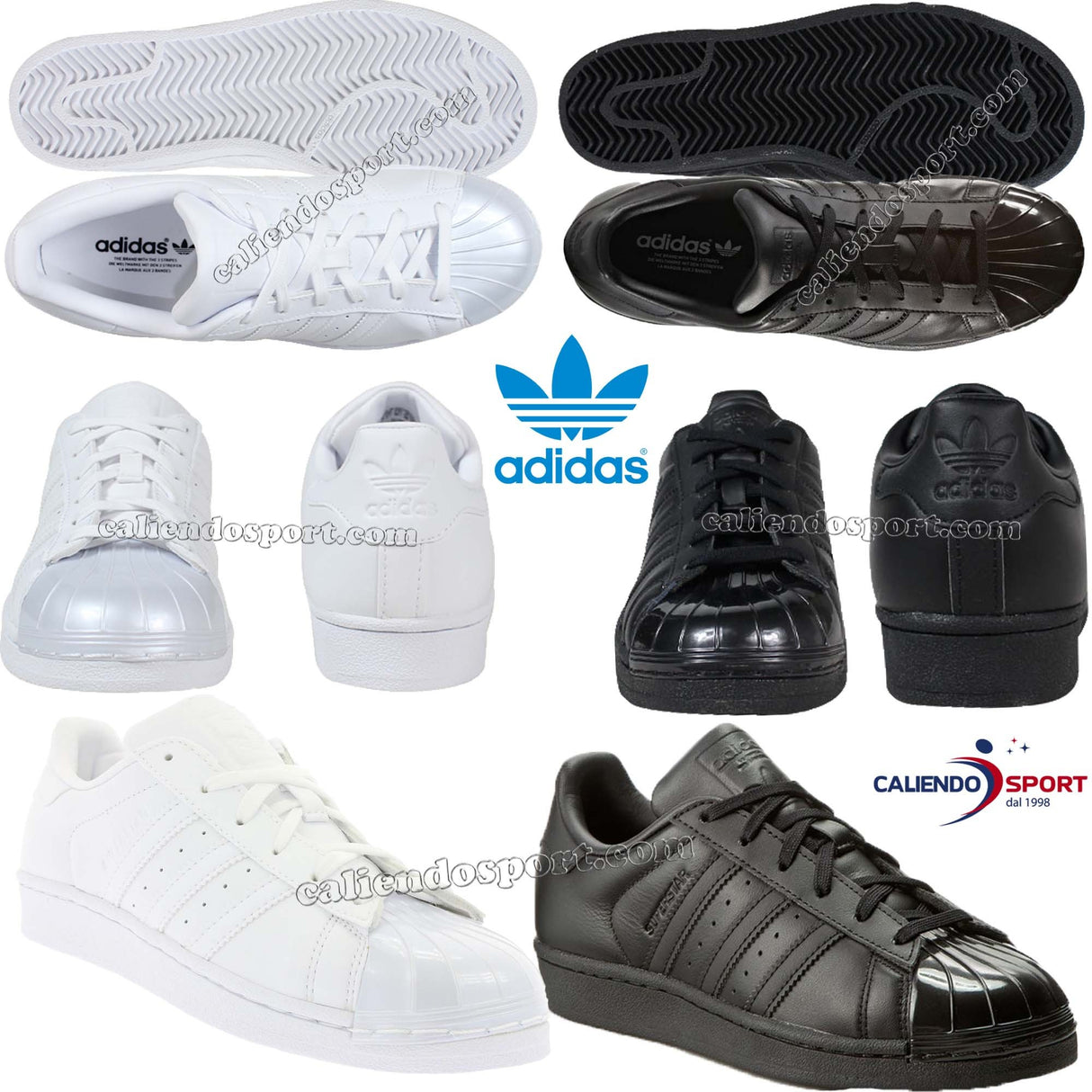 SCARPA DONNA BB0683 BB0684 ADIDAS ORIGINALS SUPERSTAR GLOSSY TOE NERO BIANCO