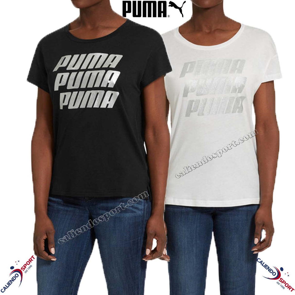 T-SHIRT PUMA DONNA 855615 MODERM GRAFHIC TEE COTONE NERO BIANCO