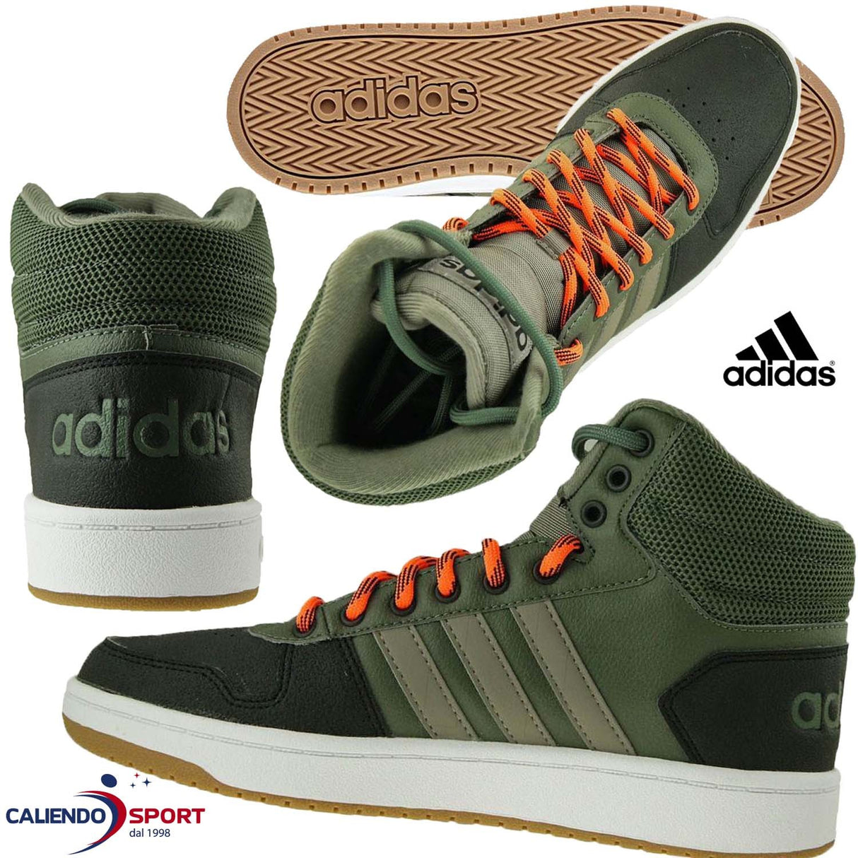 CHAUSSURE DE BASKETBALL À COL MONTANT VERT ADIDAS HOOPS B44614