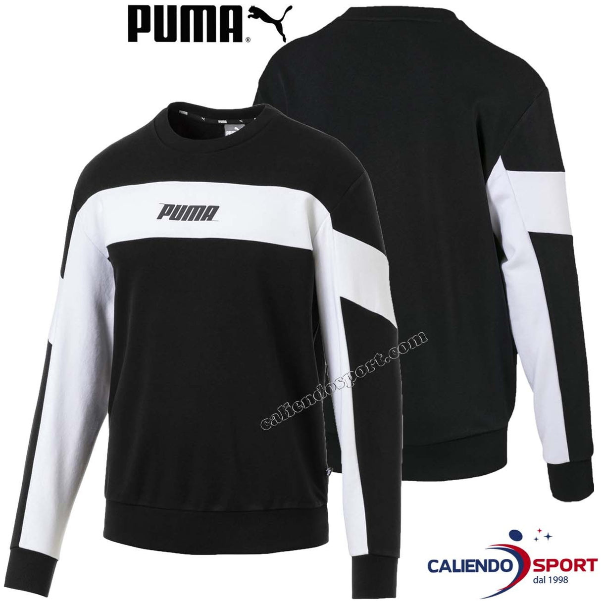 SWEAT-SHIRT HOMME PUMA 854197 01 COL RAS DU COU EN COTON NOIR