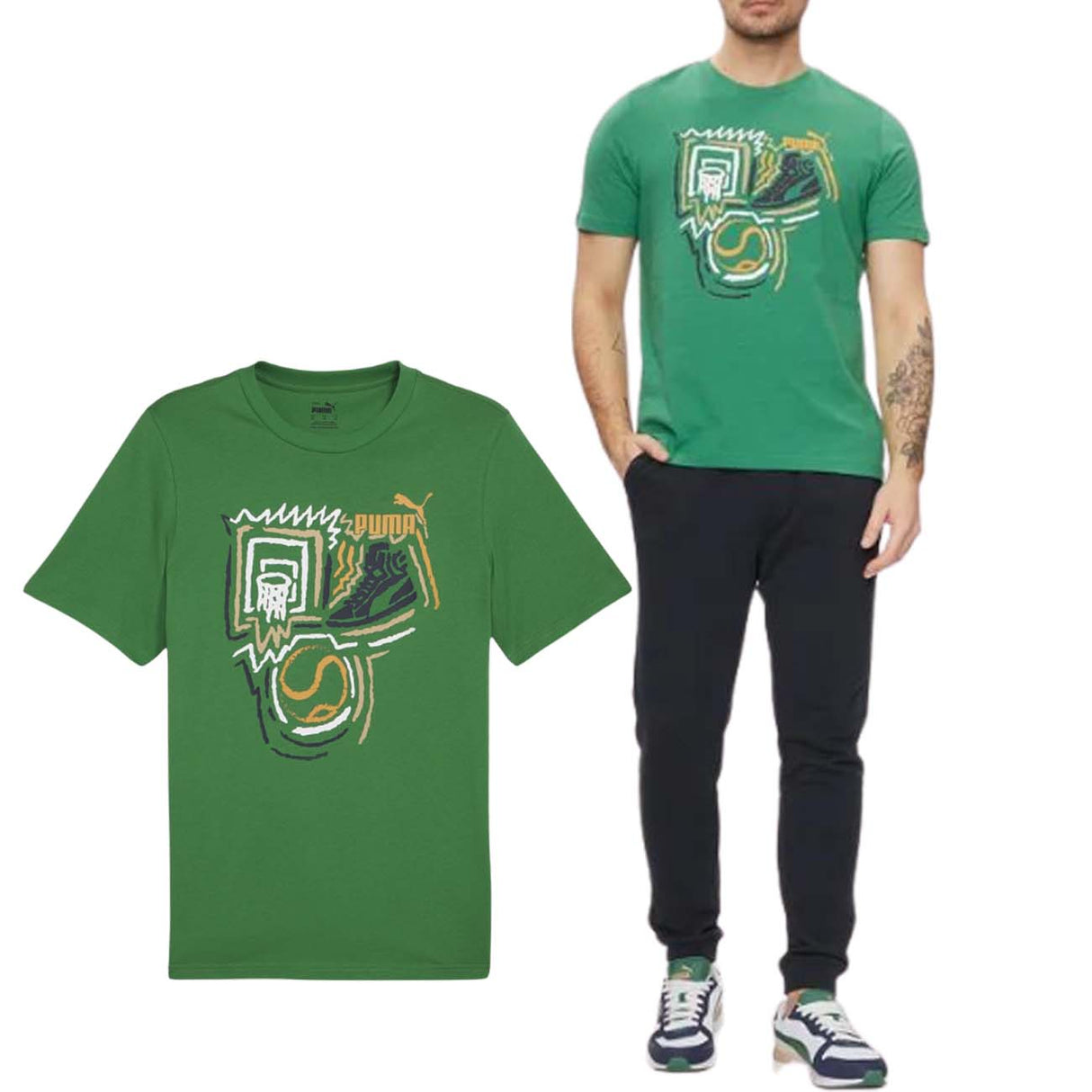 T-SHIRT PUMA 680176 86 GRAPHIC COTONE VERDE