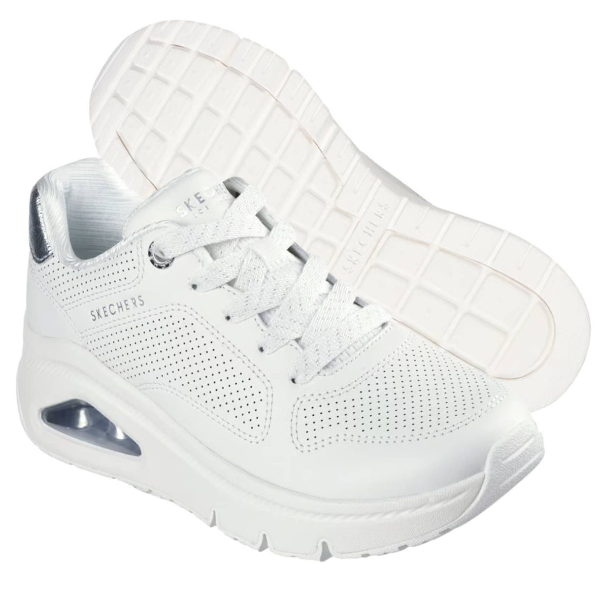 SCARPA DONNA SKECHERS 177767 WHT UNO ICON IDOLIZED AIR