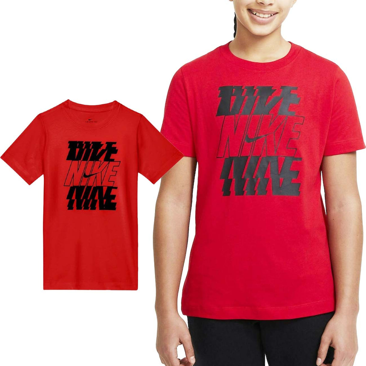 NIKE BOYS DC7794 657 SPORTSWEAR RED T-SHIRT