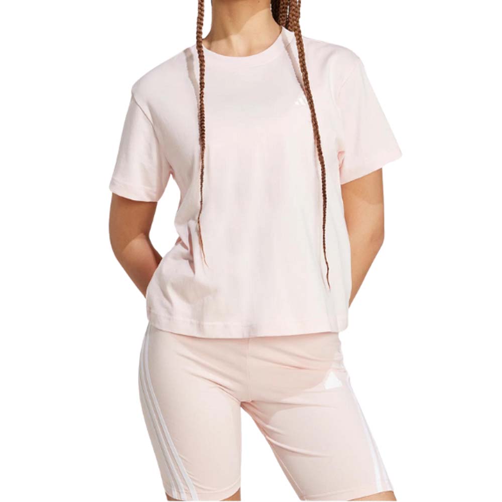 T-SHIRT DONNA ADIDAS JH3694 ESSNTIALS CORTA ROSA COTONE