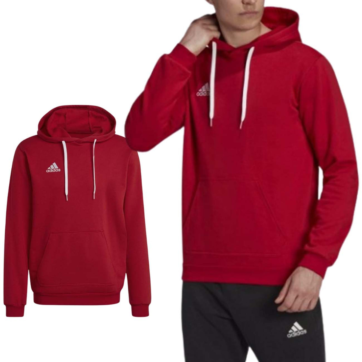 ADIDAS H57514 ENTRADA RED COTTON FLEECE SWEATSHIRT
