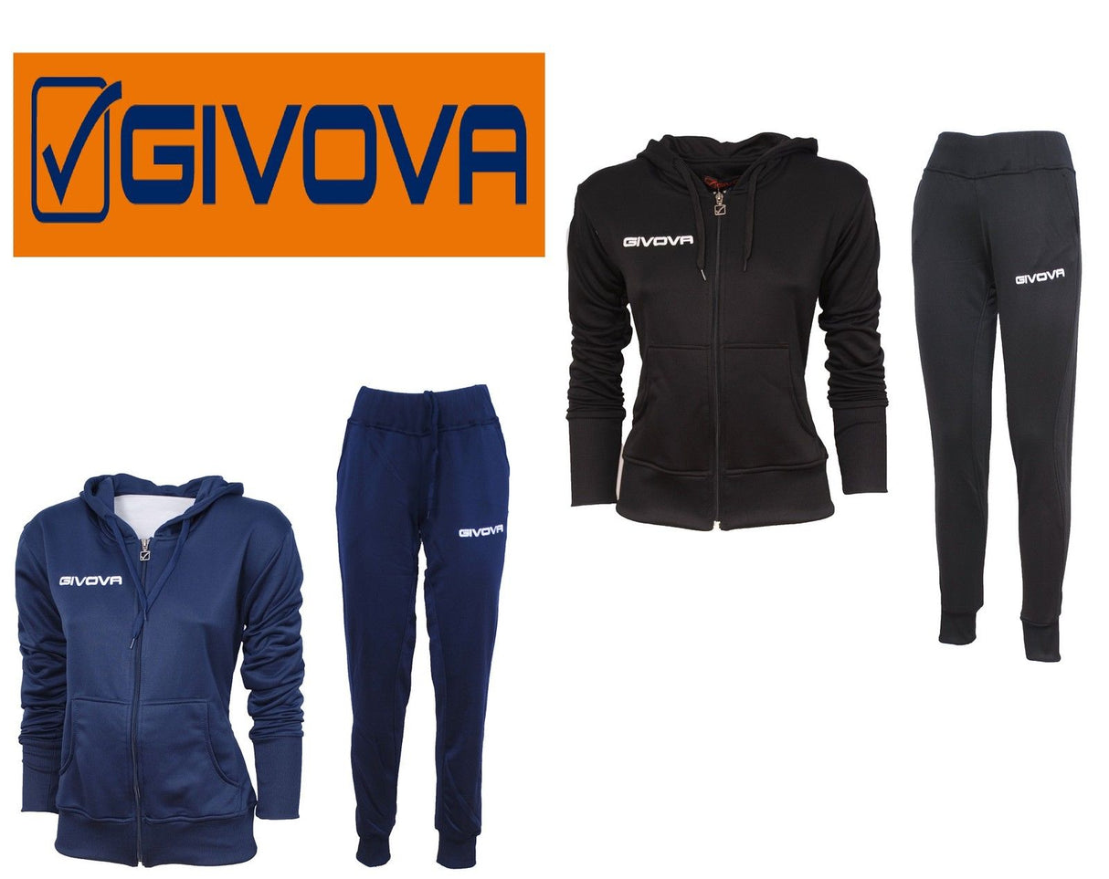 Givova Lady Women's Tracksuit Sport Gym Fitness Blue Black Casual Offer TR015