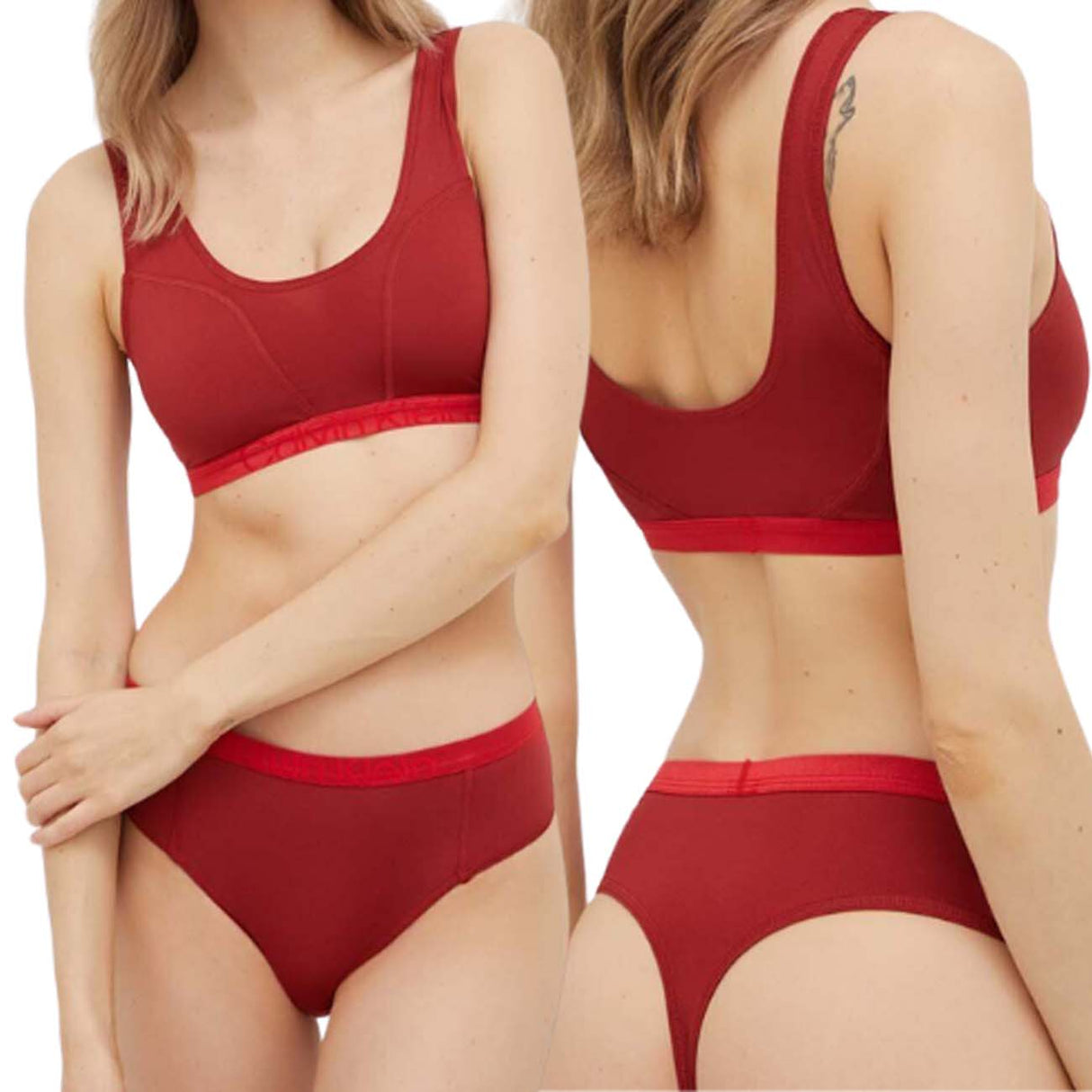 CALVIN KLEIN 000QF7493E FYK RED BRA AND THONG SET