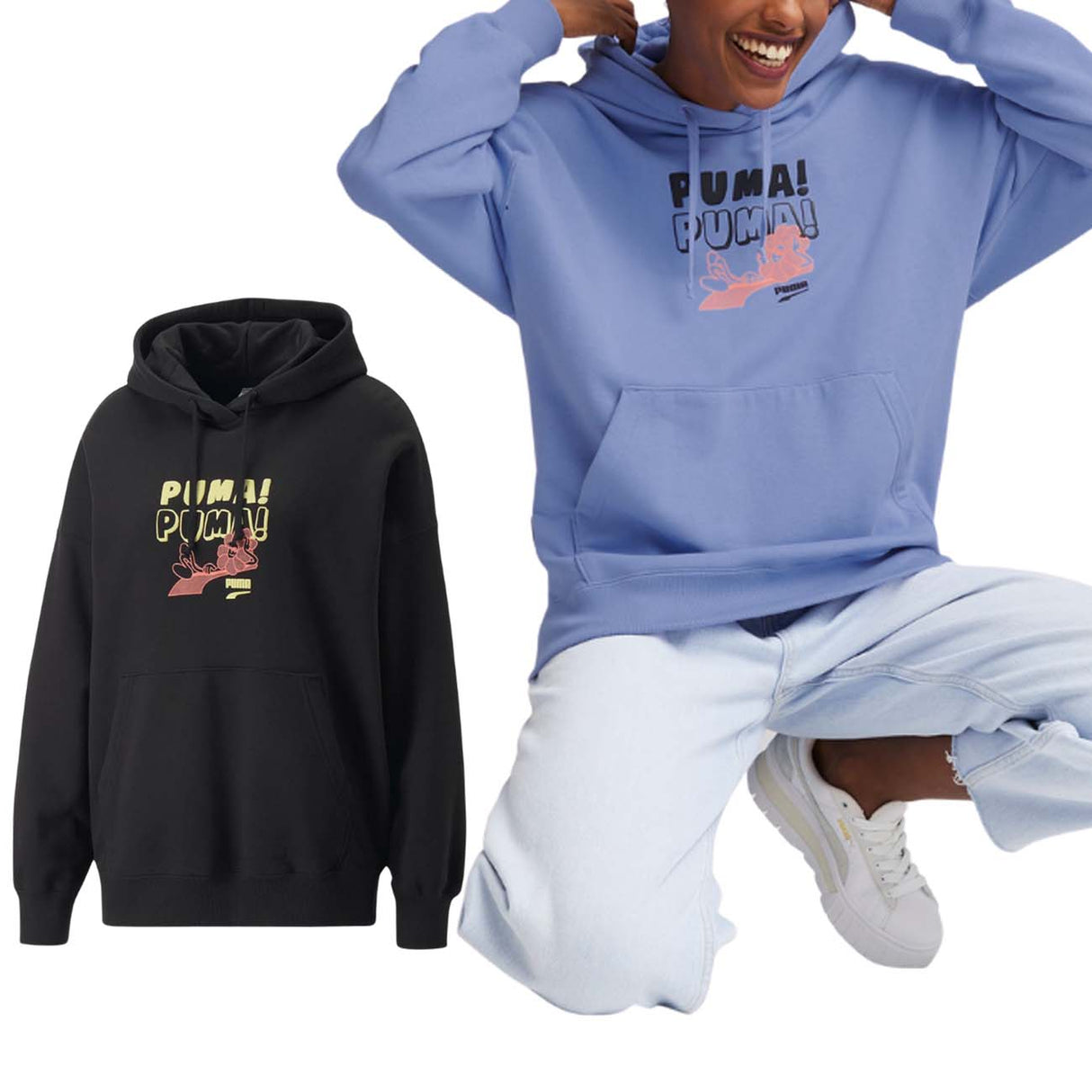 SWEAT-SHIRT FEMME PUMA 535747 À CAPUCHE GRAPHIQUE EN COTON BROSSÉ