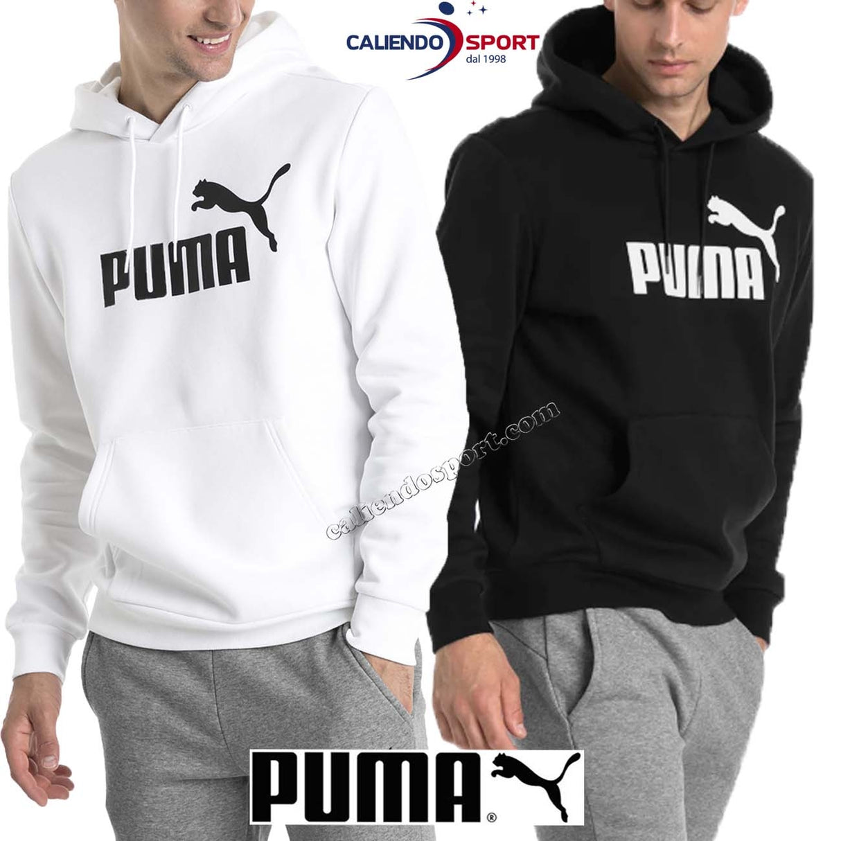SWEAT-SHIRT HOMME PUMA 851743 02 01 BLANC NOIR AVEC CAPUCHE