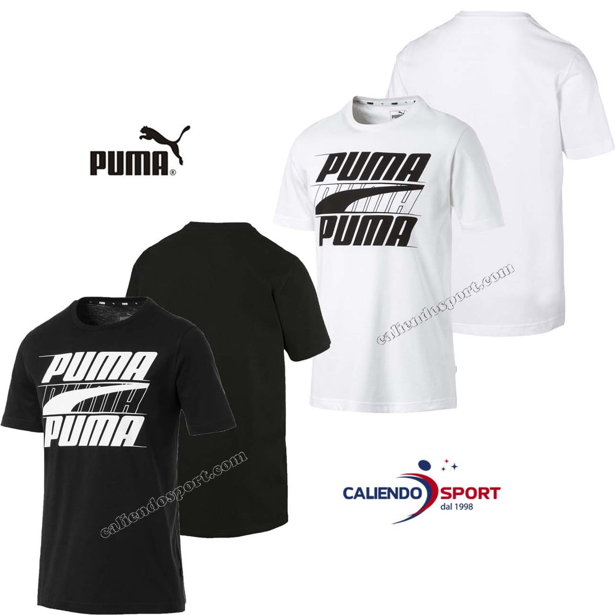 T-SHIRT HOMME PUMA 854150 01 02 BLANC NOIR COTON REBEL