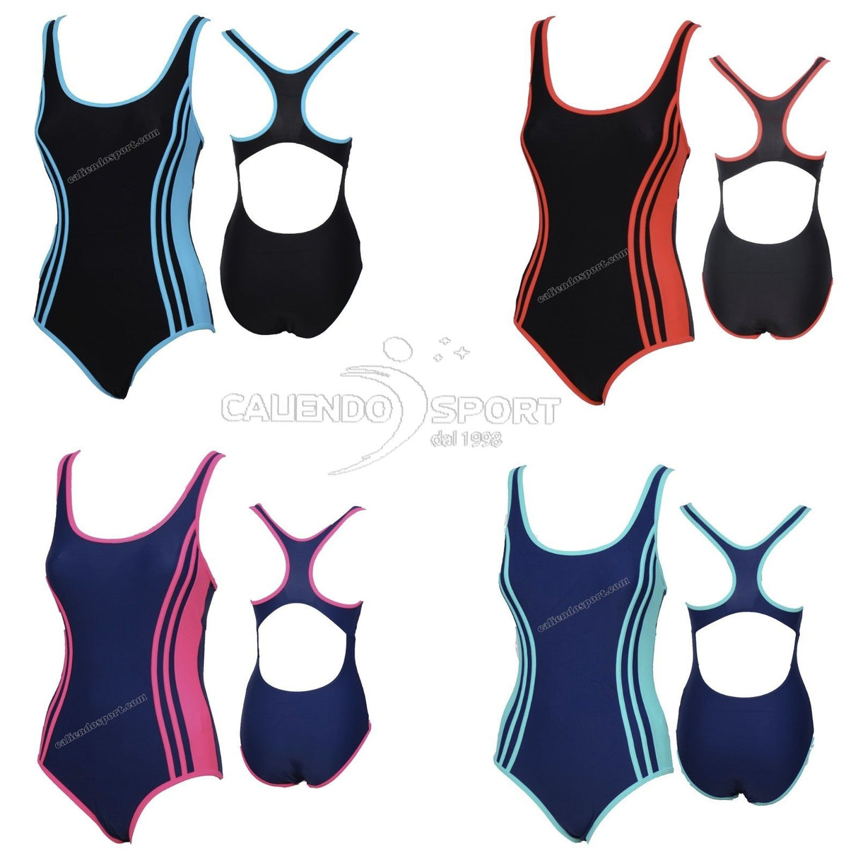MAILLOT DE BAIN UNE PIÈCE PISCINE FEMME NATATION PLONGÉE SPORT MER NOIR BLEU AA076 EAU