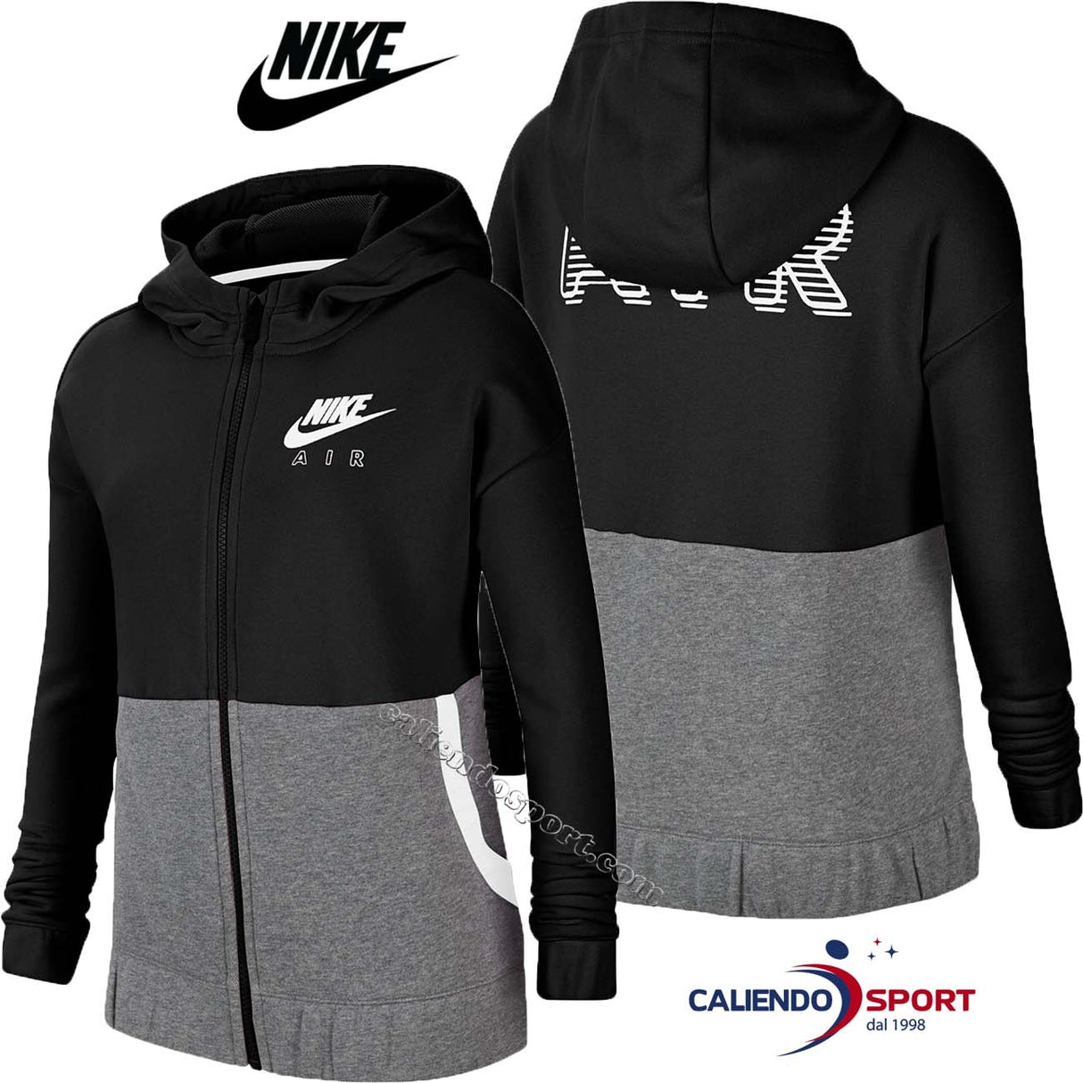 NIKE CU8302 010 ZIP HOODED COTTON BOYS SWEATSHIRT