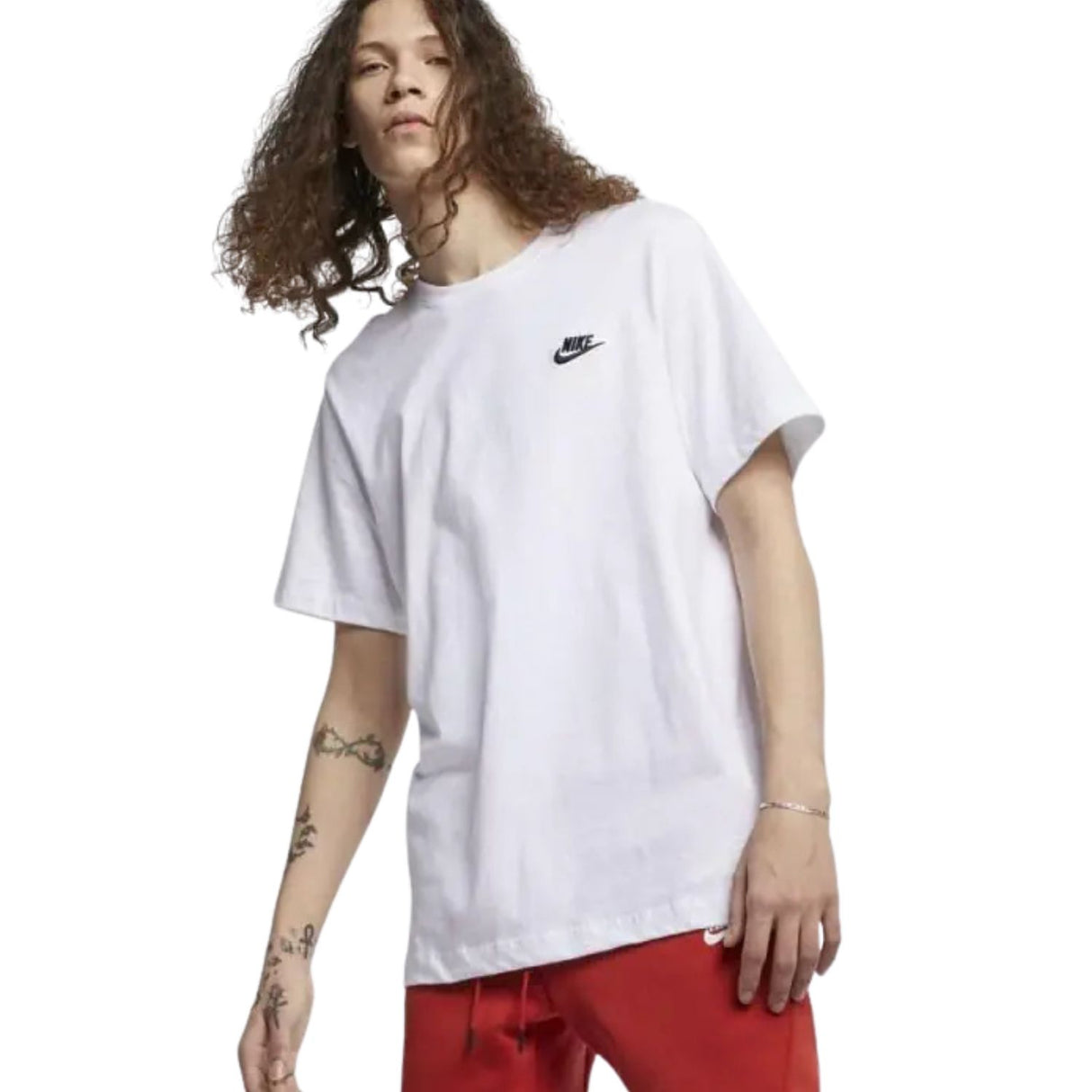 T-SHIRT NIKE AR4997 101 SPORTSWEAR CLUB COTONE BIANCO