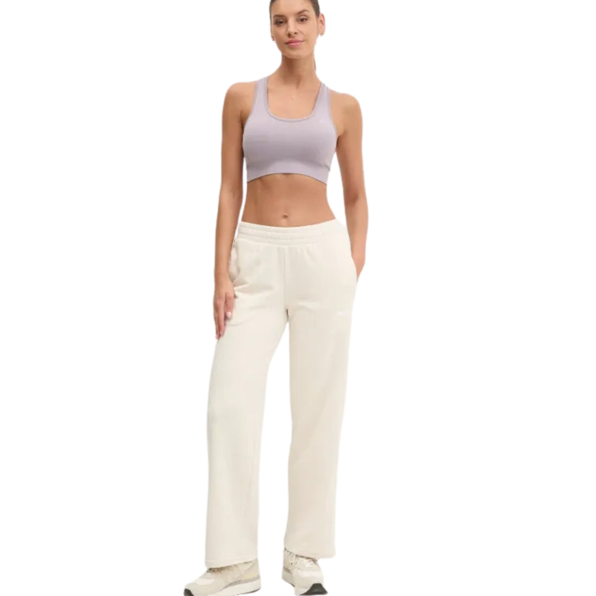 PANTALONE DONNA PUMA 684979 87 ESSENTIALS COTONE GARZATO BEIGE