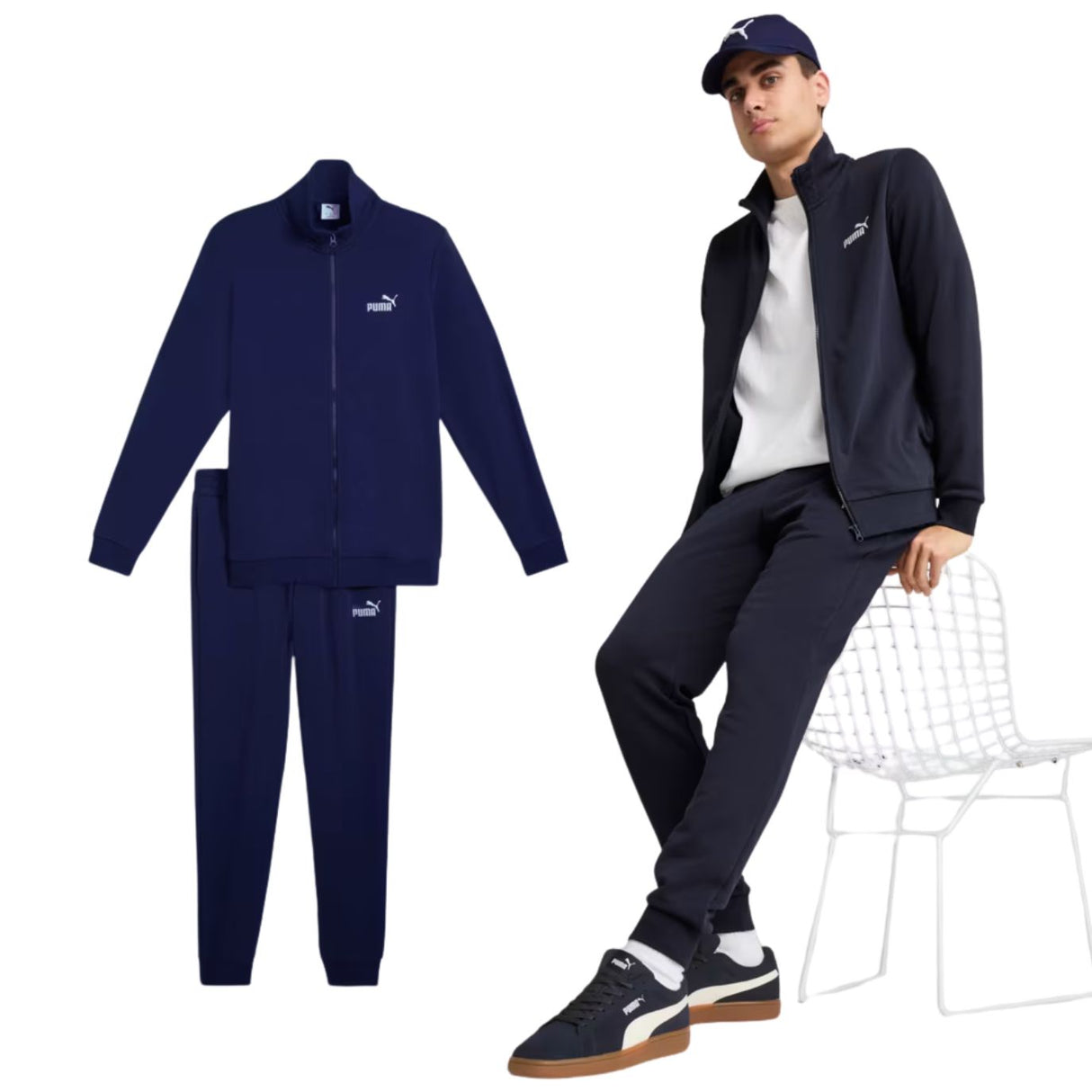 TUTA PUMA 684848 16 ESSENTIALS COTONE GARZATO BLU