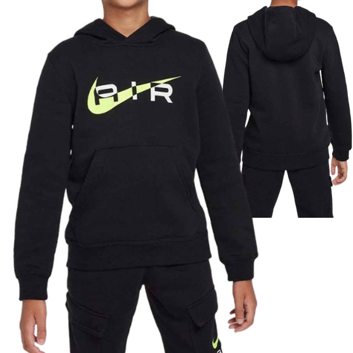 FELPA RAGAZZI NIKE FV2341 010 AIR COTONE FELPATO NERO