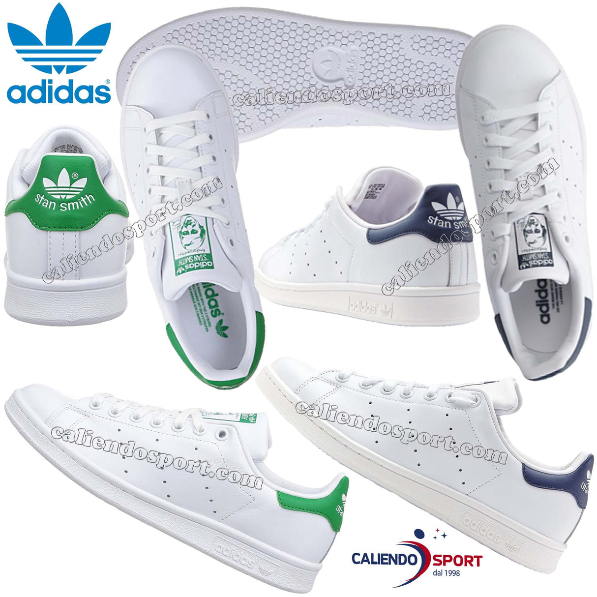 -SHOES STAN SMITH ADIDAS M20325 M30324 MEN WOMEN WHITE GREEN BLUE LEATHER UNISEX