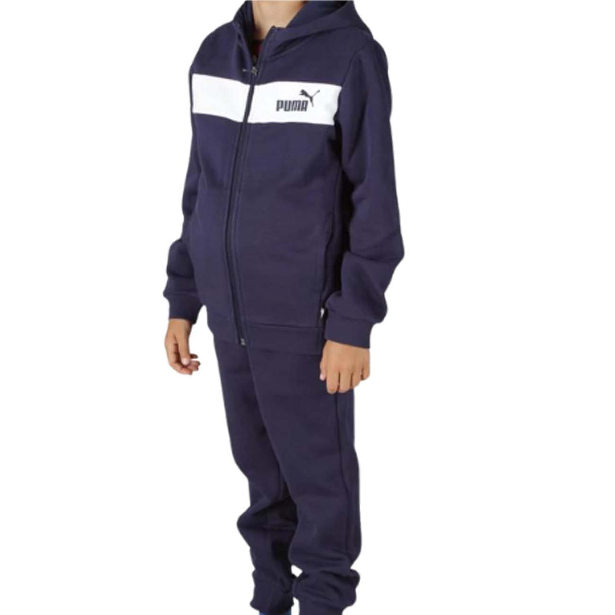TUTA RAGAZZI PUMA 679153 06 FZ PANEL COTONE FELPATO BLU