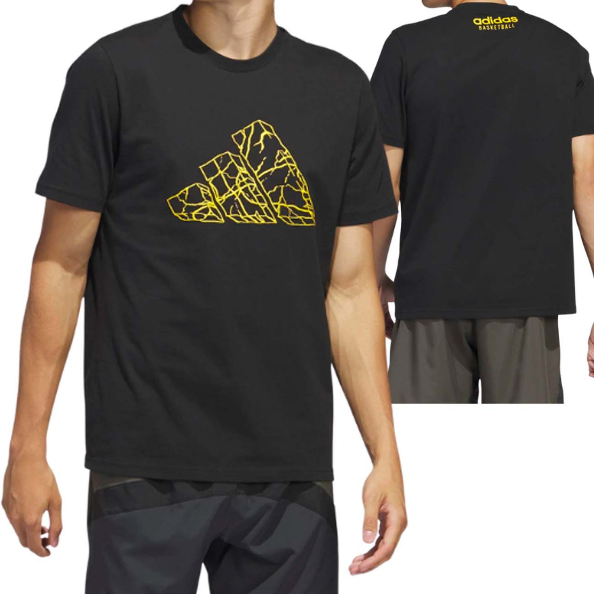 ADIDAS IC1859 BLACK BASKETBALL PRINT T-SHIRT