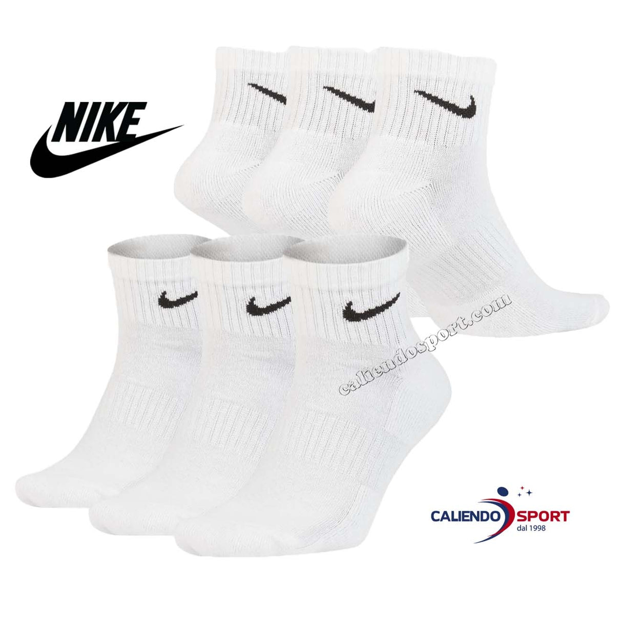 NIKE SX7667 100 EVERDAY CUSHIONED SOCKS 3 PAIRS WHITE