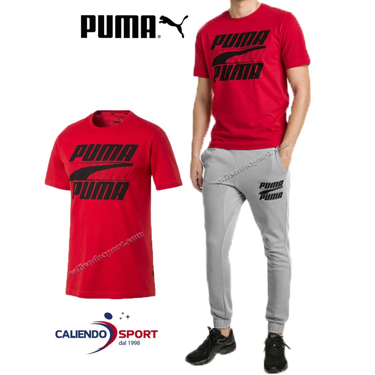 T-SHIRT PUMA UOMO 854150 11 ROSSO REBEL COTONE SPORT