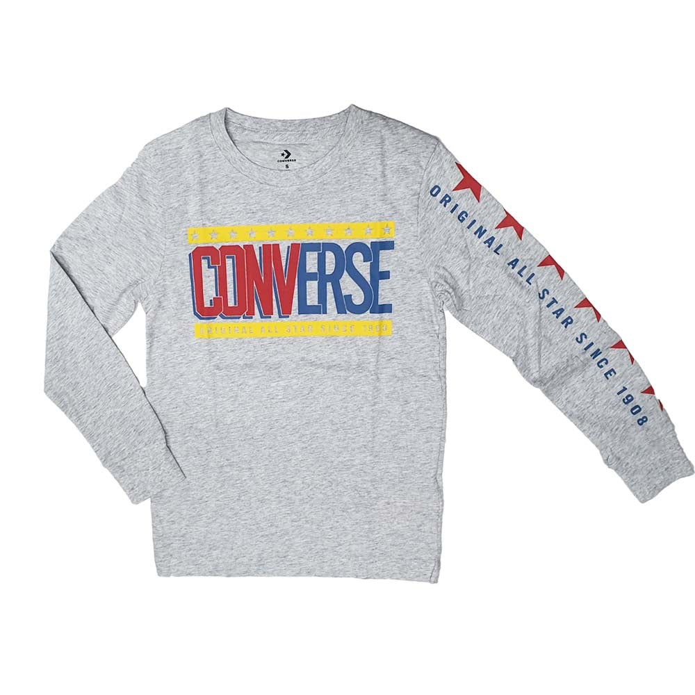 T-SHIRT CONVERSE RAGAZZI 9CA871 COTONE NERO GRIGIO