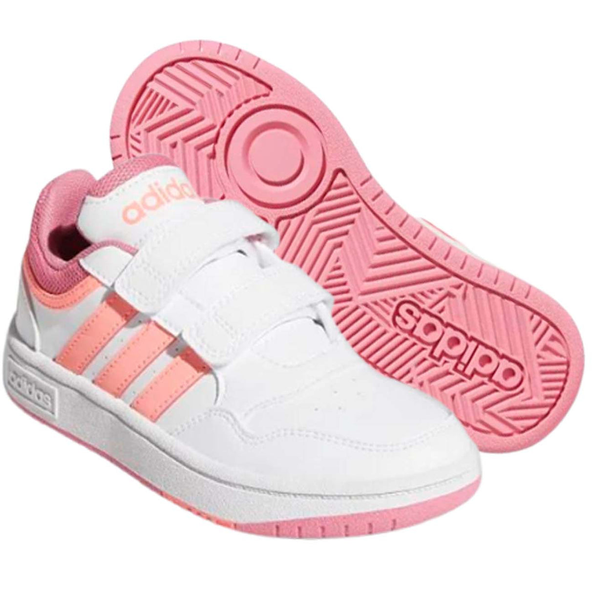 CHAUSSURES ADIDAS GW0434 HOOPS BLANC ROSE POUR FILLE