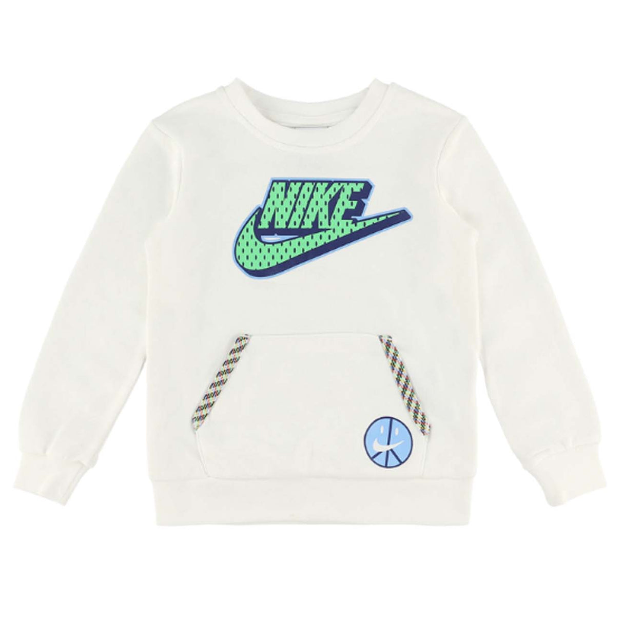 NIKE 86J842 782 WHITE BRUSHED COTTON BOYS SWEATSHIRT