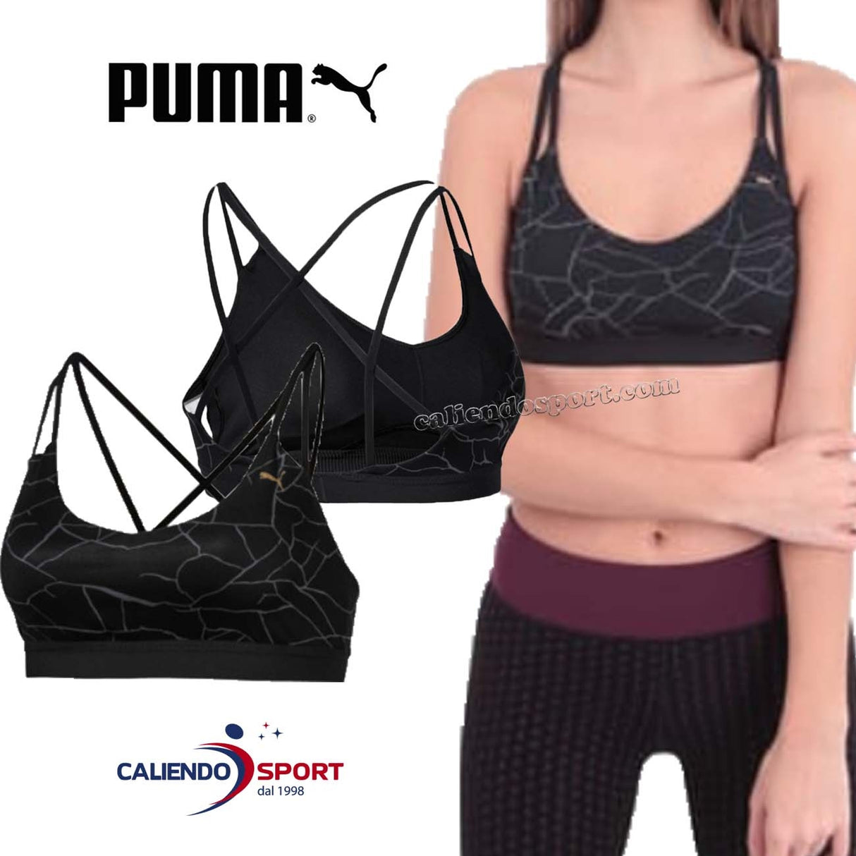 PUMA TOP BRA 517090 03 BLACK MEDIUM IMPACT SPORT