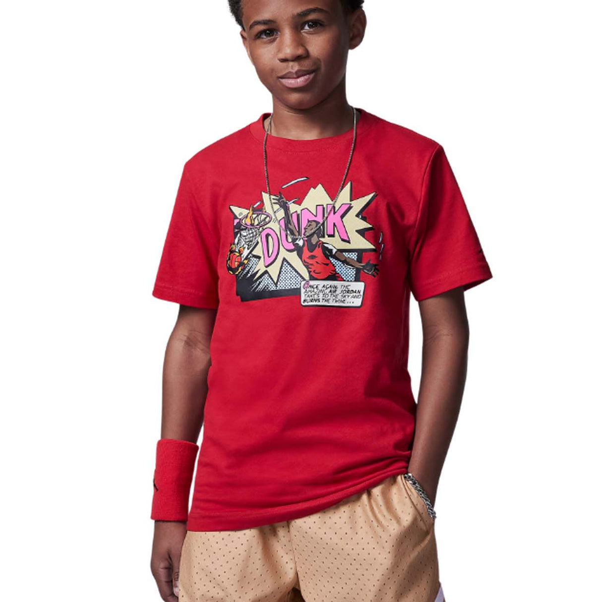 T-SHIRT RAGAZZI JORDAN 95D256 R78 DUNK COMICS ROSSO