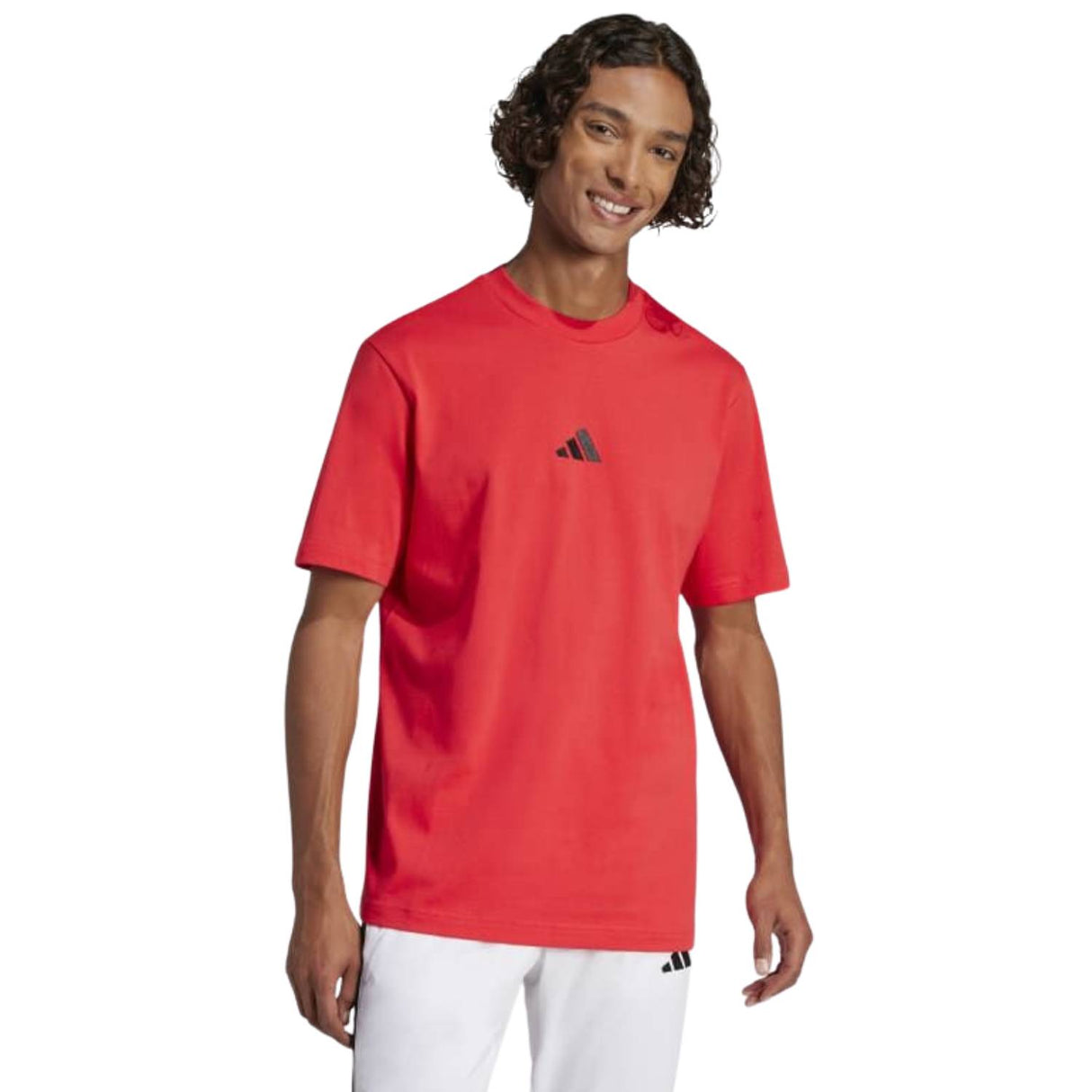 T-SHIRT ADIDAS JF1095 COTONE ROSSO ESSENTIALS