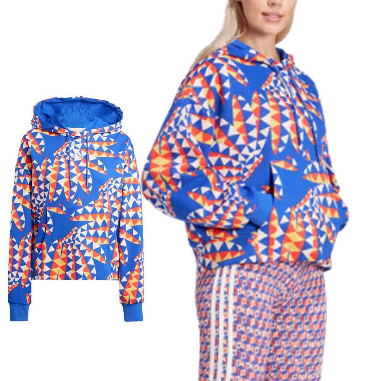 FELPA DONNA ADIDAS IQ4490 X FARM RIO COTONE GARZATO