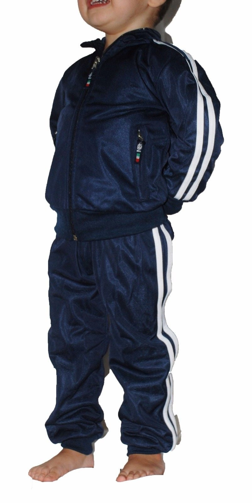 TUTA SCUOLA A807R BAMBINO UNISEX BLU STRISCE BIANCHE SPORT 3-13 ANNI JR PALESTRA