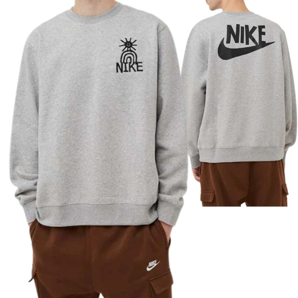 NIKE DQ4072 063 GREY COTTON FLEECE SWEATSHIRT