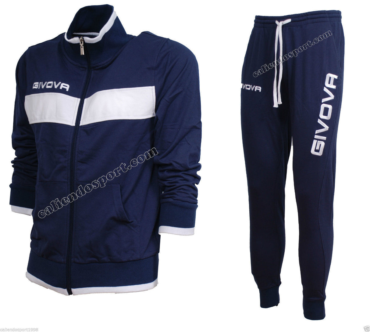 Men's Cotton Tracksuit Givova Terry Sport Free Time Gym Blue Casual Gym