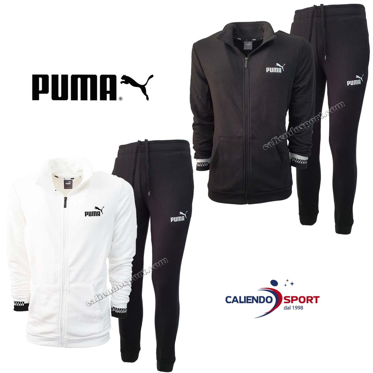 PUMA 585842 AMPLIFLED SWEAT TR COTTON WHITE BLACK TRACKSUIT