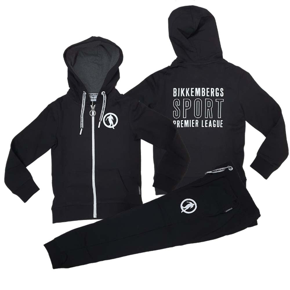 TUTA BAMBINO BIKKEMBERGS BK0403 COTONE FELPATO BLU NERO