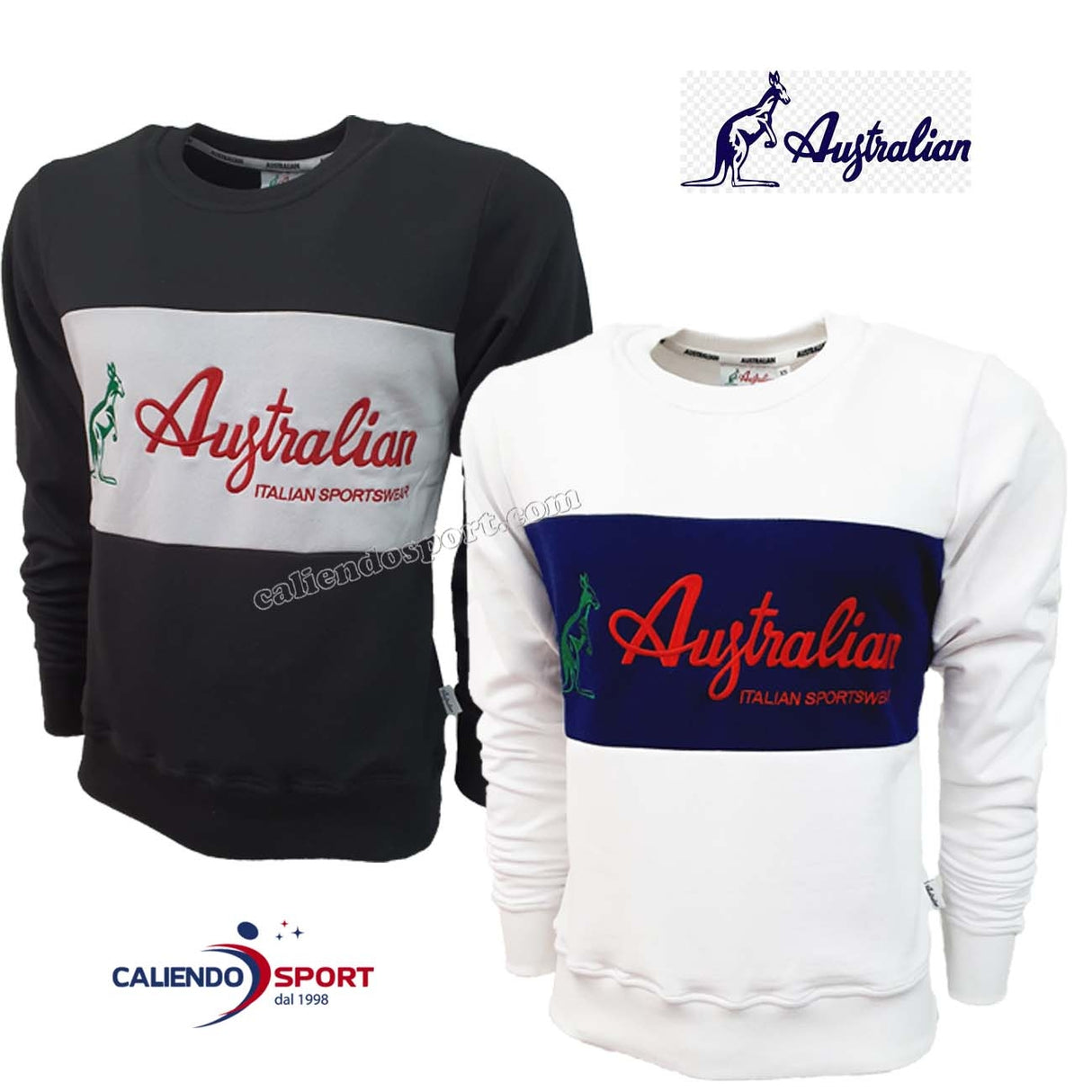 FELPA AUSTARLIAN SWUFE0002 BIANCO NERO COTONE FELPATO