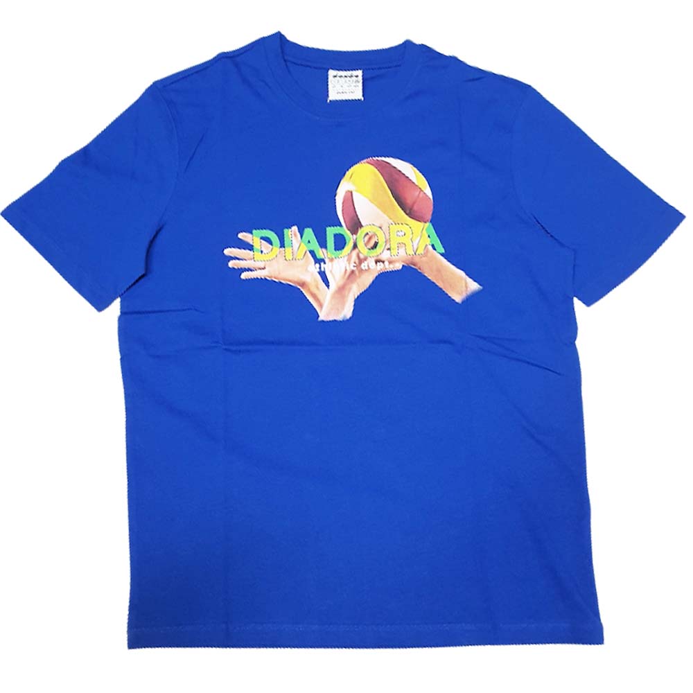 T-SHIRT DIADORA 180376 LOGO NERO BIANCO AZZURRO COTONE