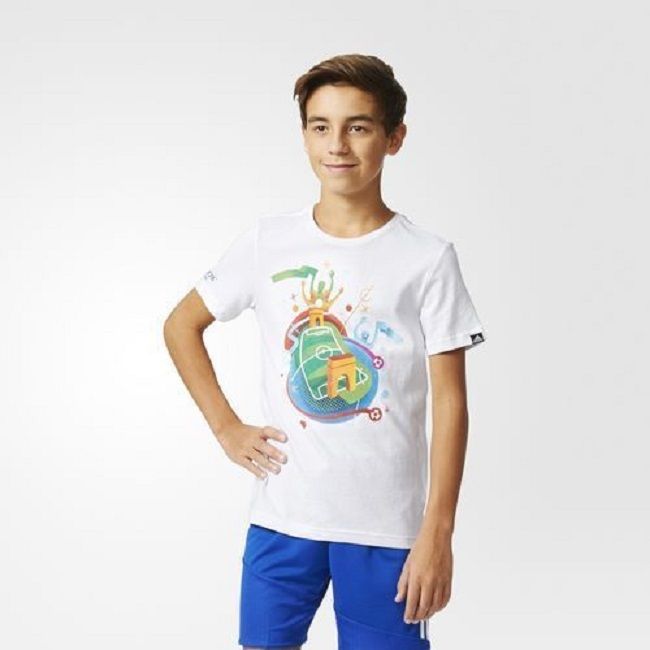 Adidas Boys T-shirt Child 11/12 YEARS Cotton Football Graphic Euro SHIRTS