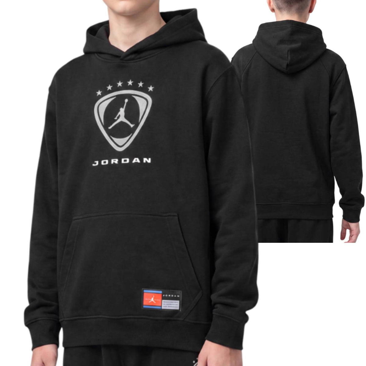 FELPA RAGAZZI JORDAN 95G057 023 FOOTBALL NERO COTONE GARZATO