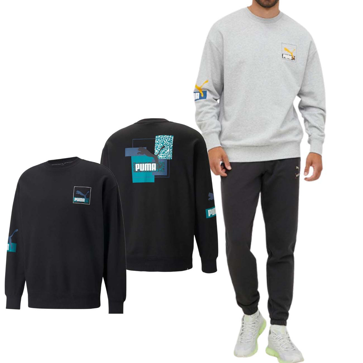 Sweat-shirt en coton brossé PUMA 535630 BRANDLOVE CREW