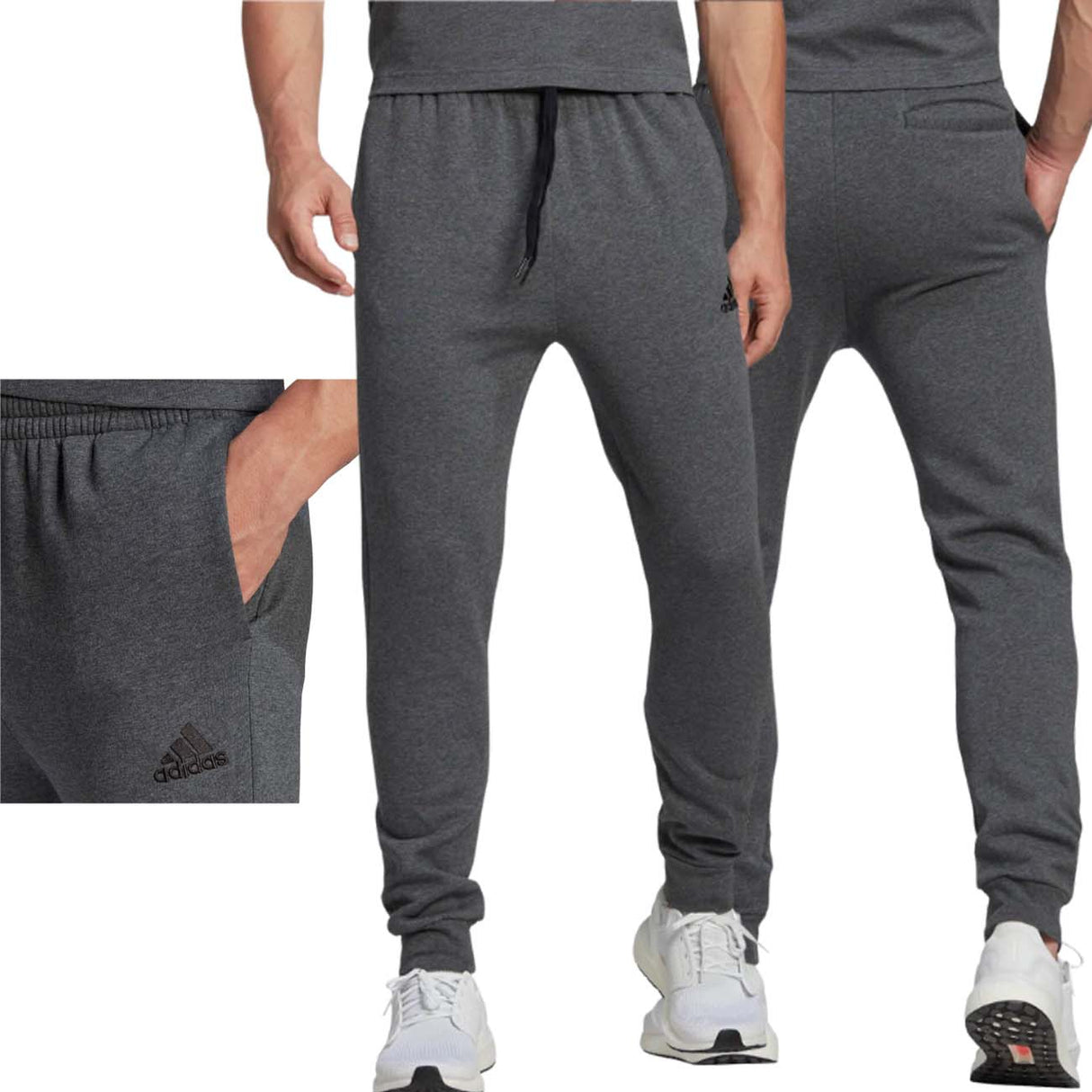 ADIDAS HL2243 TAPERED TROUSERS GREY COTTON FLEECE