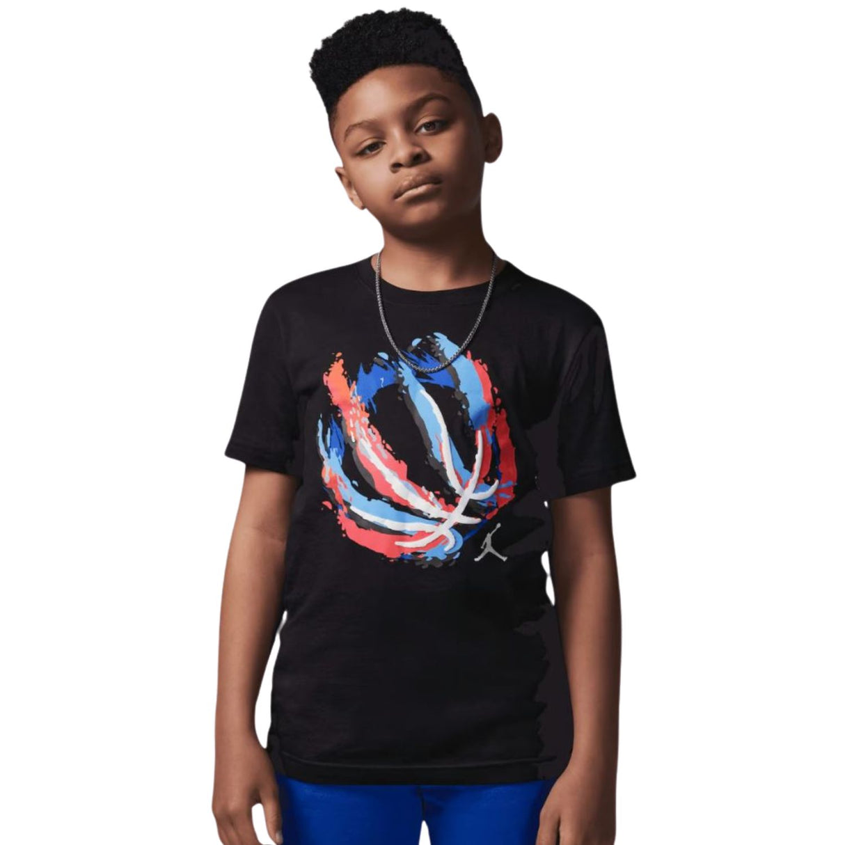 T-SHIRT BAMBINI JORDAN 95D738-023 BBALL NERO COTONE