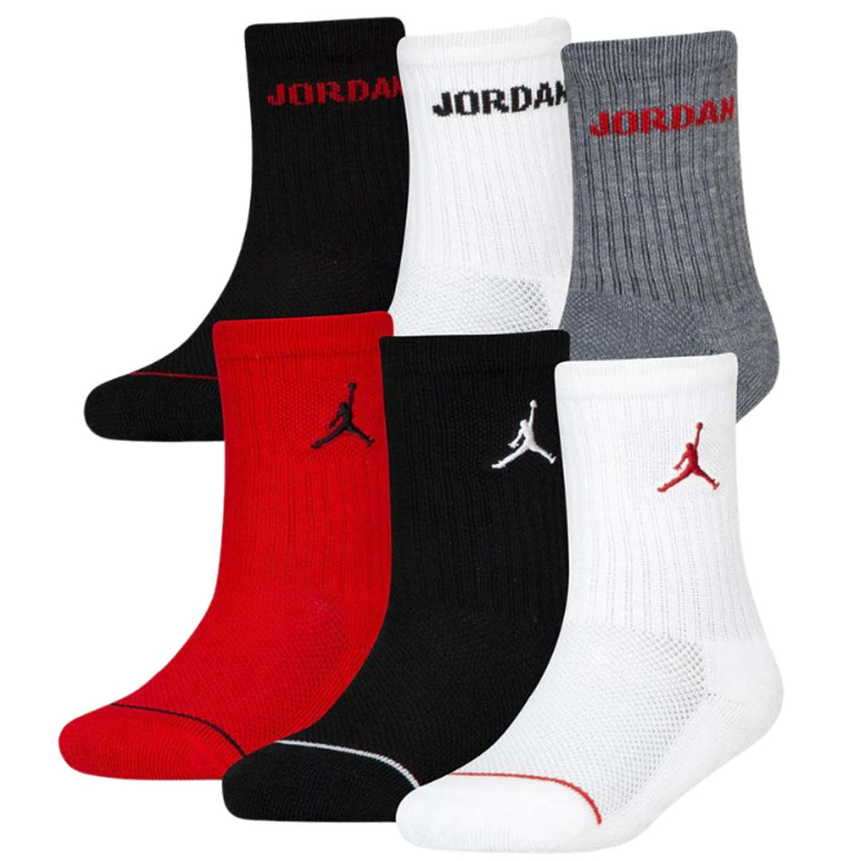 JORDAN NIKE SOCKS BJ0343 BOYS 6 PAIRS BLACK WHITE