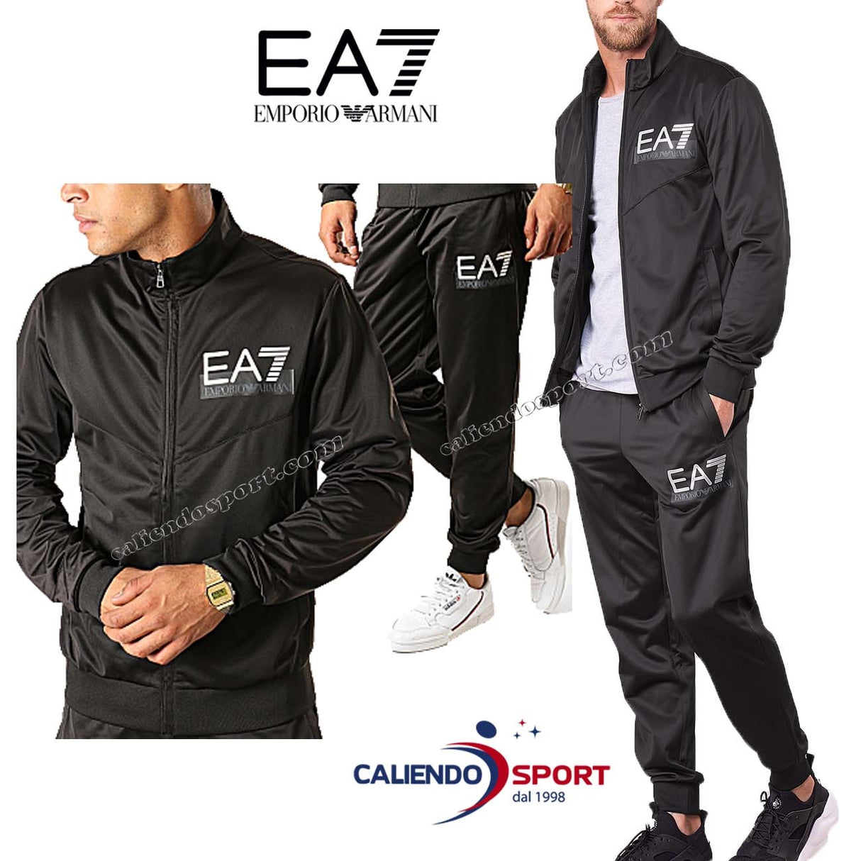 SURVÊTEMENT EN ACÉTATE NOIR POUR HOMMES ARMANI EA7 6GPV58 PJ08Z