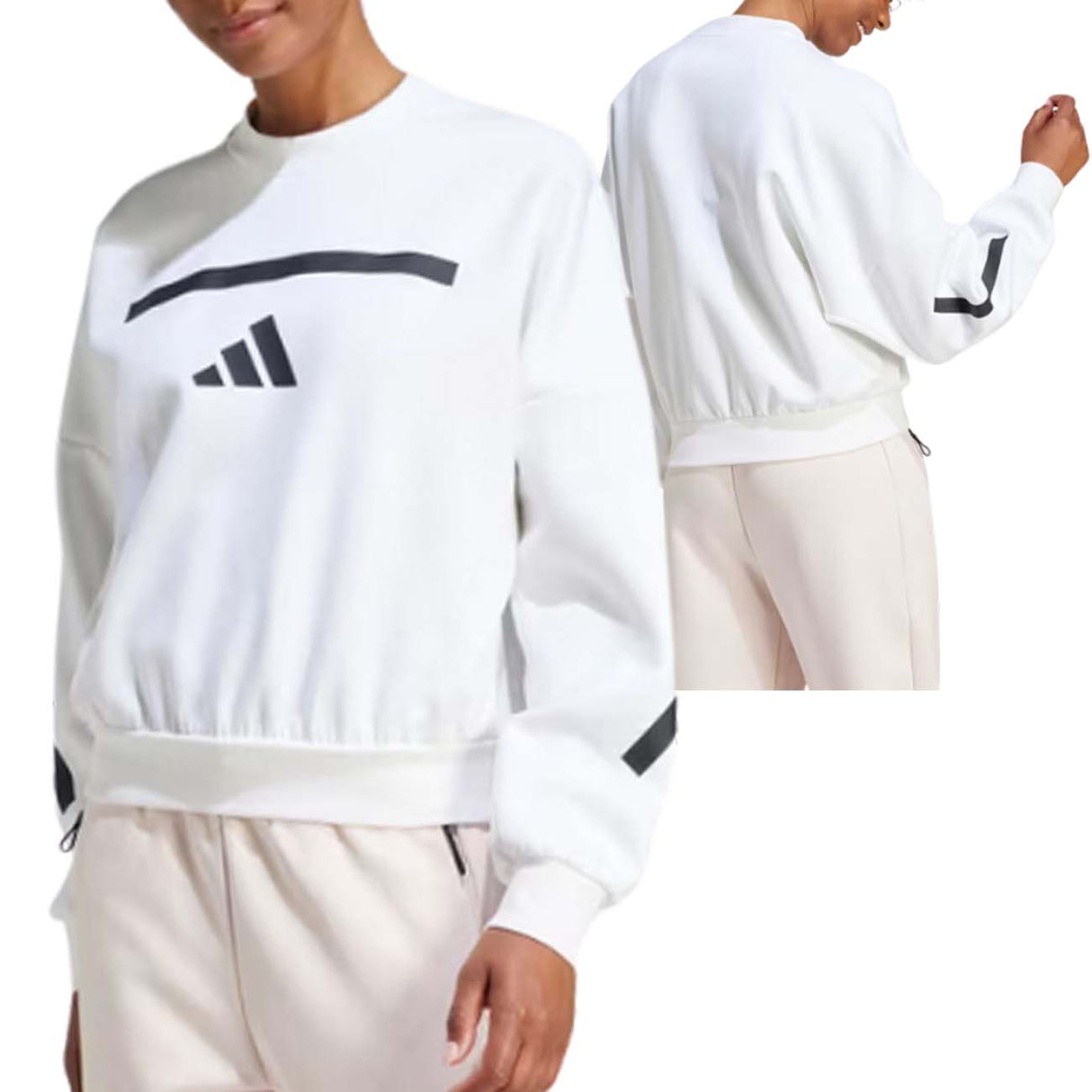 FELPA DONNA ADIDAS JI7554 ZNE BIANCO