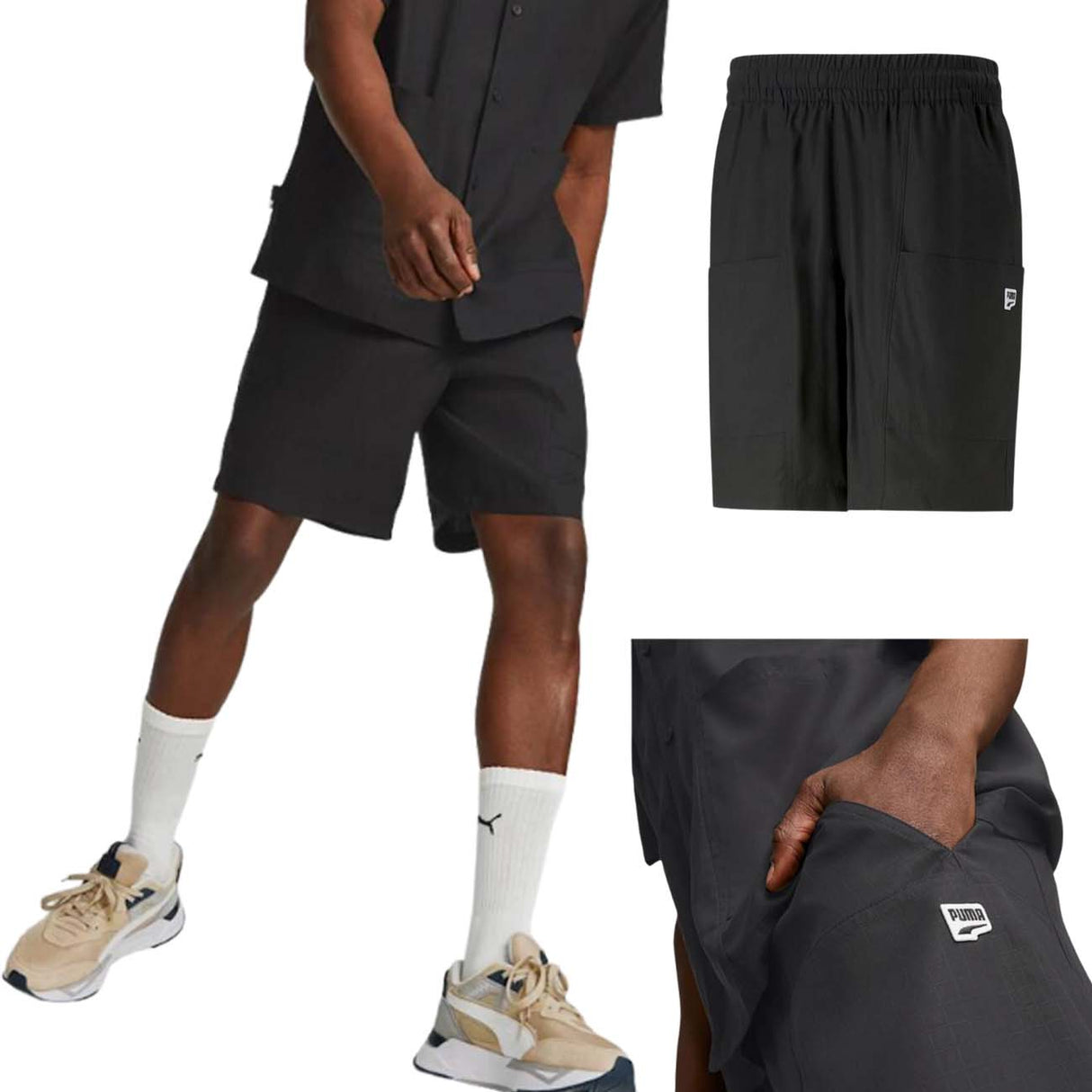 PUMA 538253 01 DOWNTOWN BLACK COTTON SHORTS